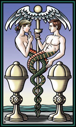 Tarotkaart 'Twee van Kelken'