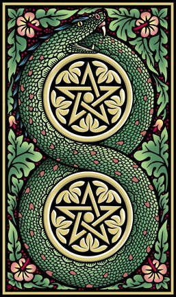 Tarotkaart 'Twee van Pentagrammen'