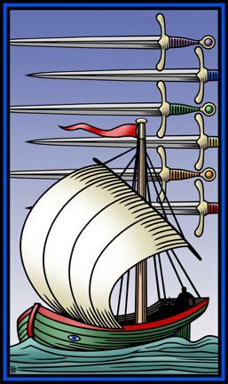 Tarotkaart 'Zes van Zwaarden'