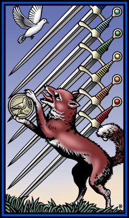 Tarotkaart 'Zeven van Zwaarden'