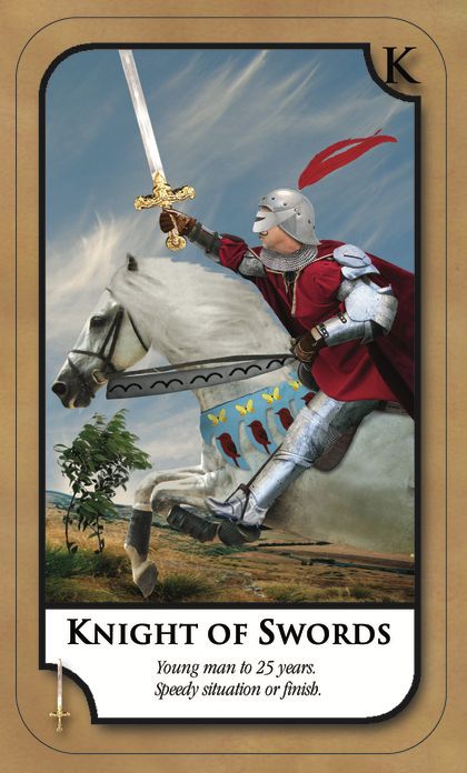Tarotkaart 'Ridder van Zwaarden'