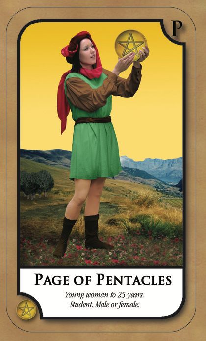 Tarotkaart 'Schildknaap van Pentagrammen'