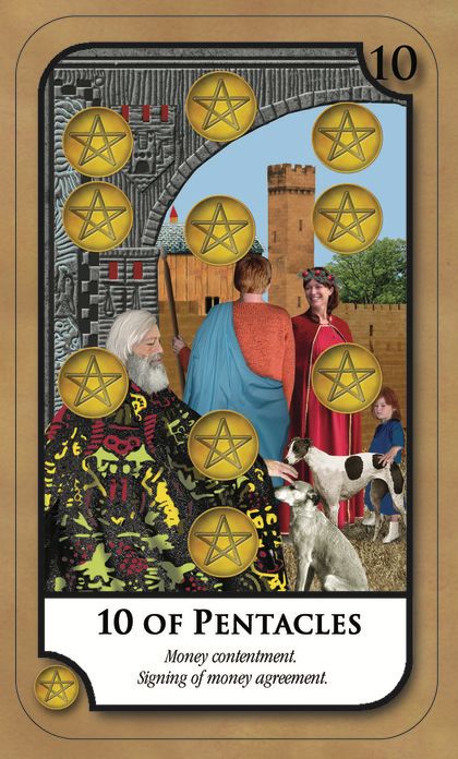 Tarotkaart 'Tien van Pentagrammen'