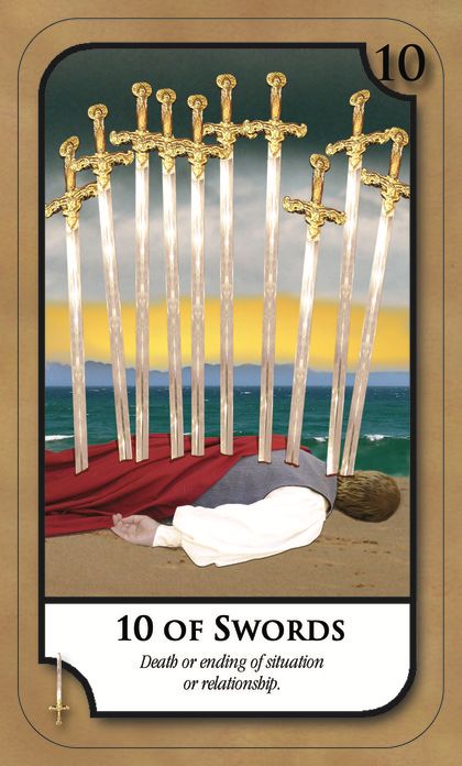 Tarotkaart 'Tien van Zwaarden'