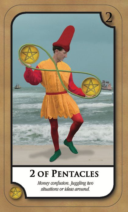 Tarotkaart 'Twee van Pentagrammen'