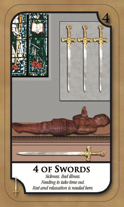 Tarotkaart 'Vier van Zwaarden'