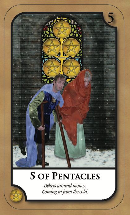 Tarotkaart 'Vijf van Pentagrammen'