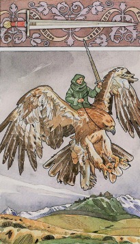 Tarotkaart 'Ridder van Zwaarden'