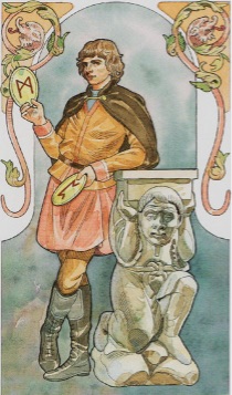 Tarotkaart 'Schildknaap van Pentagrammen'