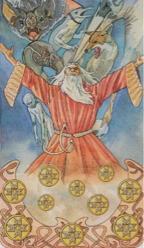 Tarotkaart 'Tien van Pentagrammen'
