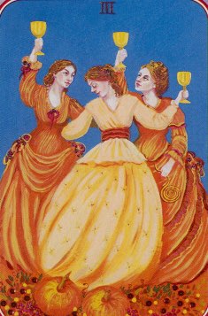 Tarotkaart 'Drie van Kelken'