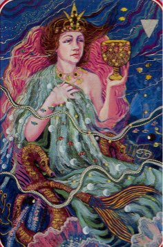 Tarotkaart 'Koningin van Kelken'