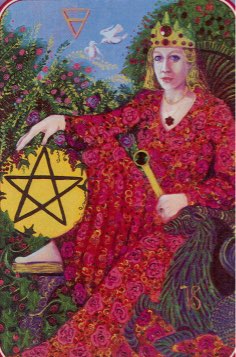 Tarotkaart 'Koningin van Pentagrammen'