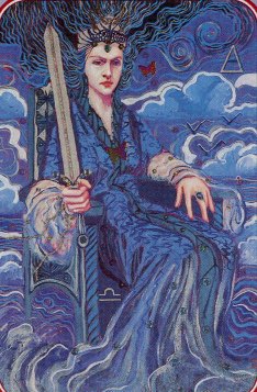 Tarotkaart 'Koningin van Zwaarden'