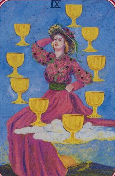 Tarotkaart 'Negen van Kelken'