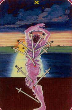 Tarotkaart 'Tien van Zwaarden'