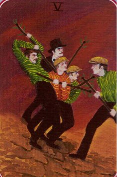 Tarotkaart 'Vijf van Staven'