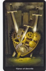 Tarotkaart 'Drie van Zwaarden'