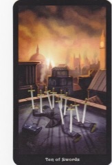 Tarotkaart 'Tien van Zwaarden'