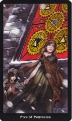 Tarotkaart 'Vijf van Pentagrammen'