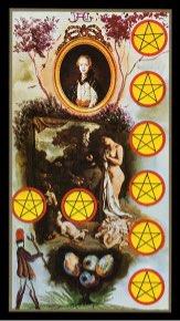 Tarotkaart 'Acht van Pentagrammen'