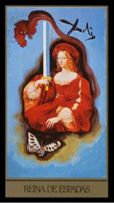 Tarotkaart 'Koningin van Zwaarden'