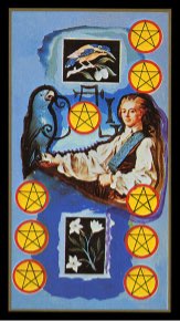 Tarotkaart 'Negen van Pentagrammen'