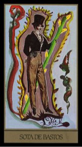 Tarotkaart 'Schildknaap van Staven'