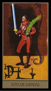 Tarotkaart 'Schildknaap van Zwaarden'