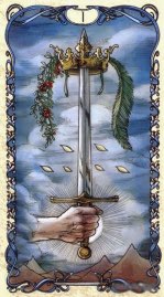 Tarotkaart 'Aas van Zwaarden'