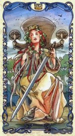 Tarotkaart 'Koningin van Zwaarden'