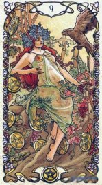 Tarotkaart 'Negen van Pentagrammen'