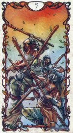 Tarotkaart 'Vijf van Staven'