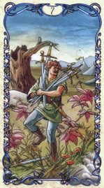 Tarotkaart 'Zeven van Zwaarden'