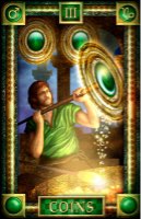 Tarotkaart 'Drie van Pentagrammen'