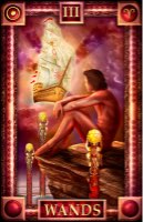 Tarotkaart 'Drie van Staven'