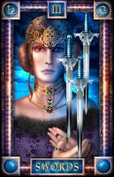 Tarotkaart 'Drie van Zwaarden'