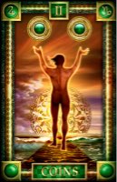 Tarotkaart 'Twee van Pentagrammen'
