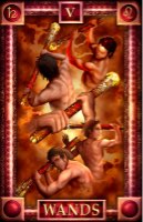 Tarotkaart 'Vijf van Staven'