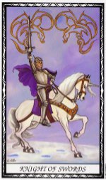 Tarotkaart 'Ridder van Zwaarden'
