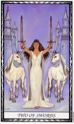 Tarotkaart 'Twee van Zwaarden'