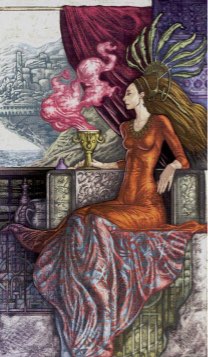 Tarotkaart 'Koningin van Kelken'