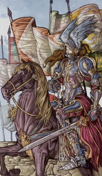 Tarotkaart 'Ridder van Zwaarden'