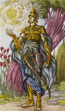 Tarotkaart 'Schildknaap van Pentagrammen'