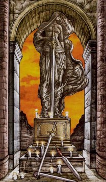 Tarotkaart 'Vier van Zwaarden'