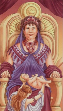 Tarotkaart 'Koningin van Pentagrammen'