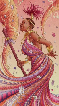 Tarotkaart 'Schildknaap van Staven'