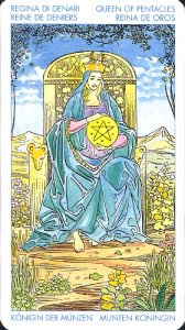 Tarotkaart 'Koningin van Pentagrammen'