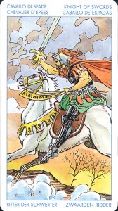 Tarotkaart 'Ridder van Zwaarden'
