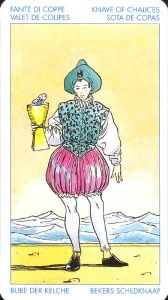 Tarotkaart 'Schildknaap van Kelken'